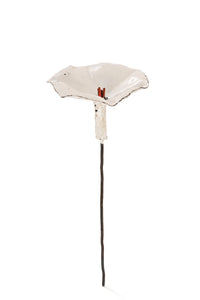 Small Metal Petunia Flower Garden Stake – White