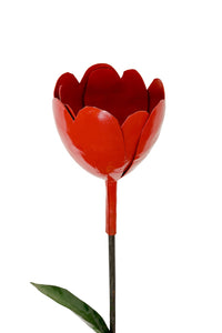 Red Metal Tulip Garden Stake