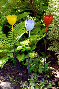 Red Metal Tulip Garden Stake