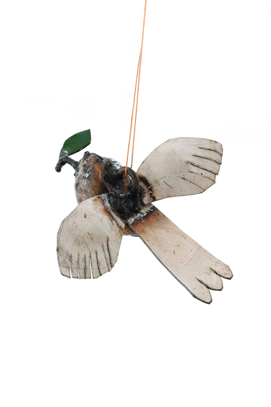 Recycled Metal Dove of Peace Hanging Sculpture