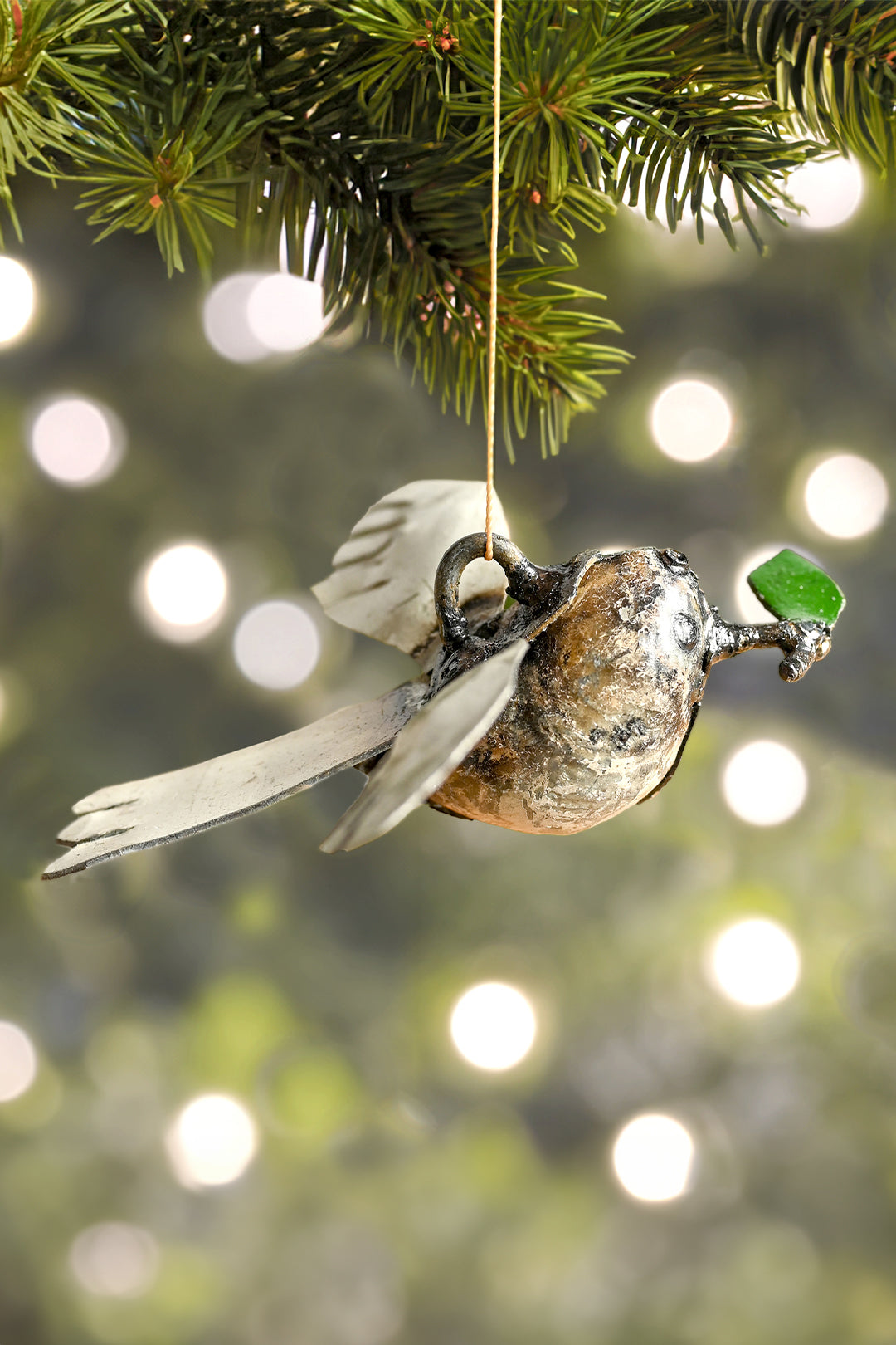 Recycled Metal Dove of Peace Hanging Sculpture