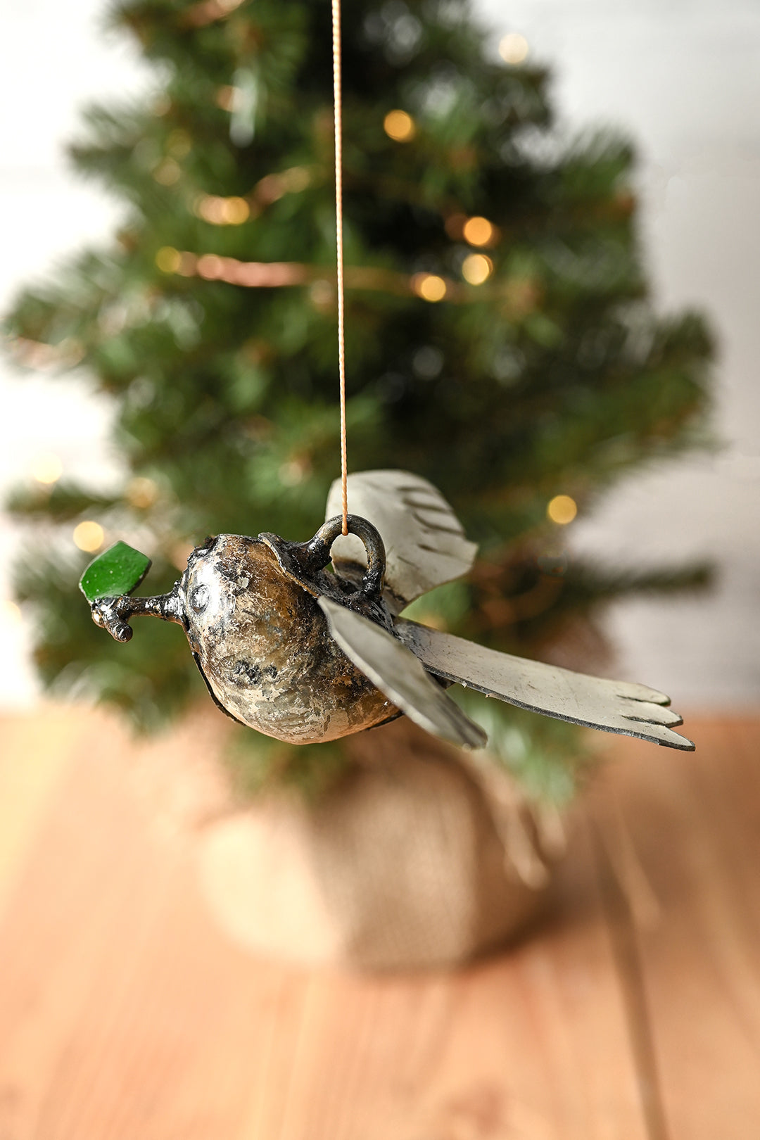 Recycled Metal Dove of Peace Hanging Sculpture