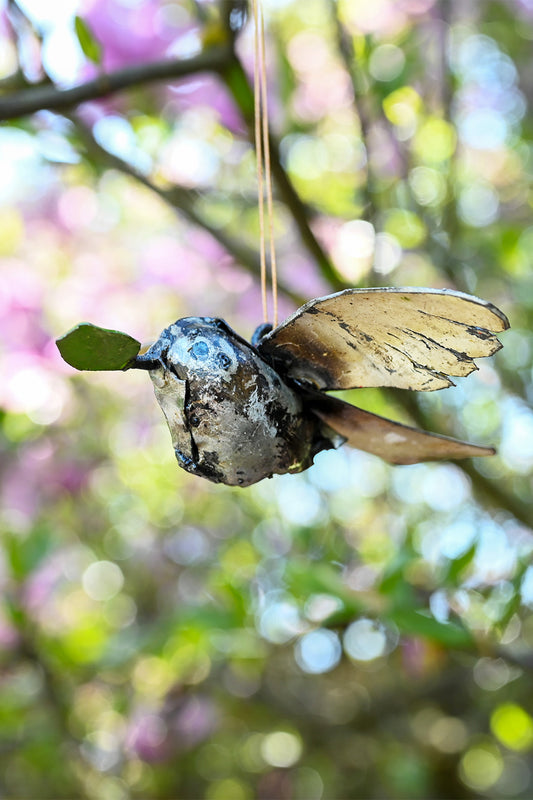 Recycled Metal Dove of Peace Hanging Sculpture