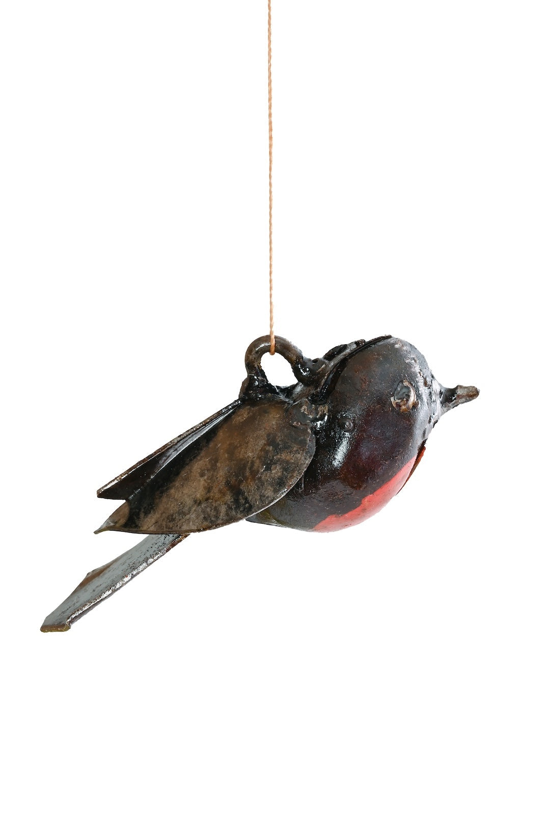 Recycled Metal Robin Hanging Sculpture