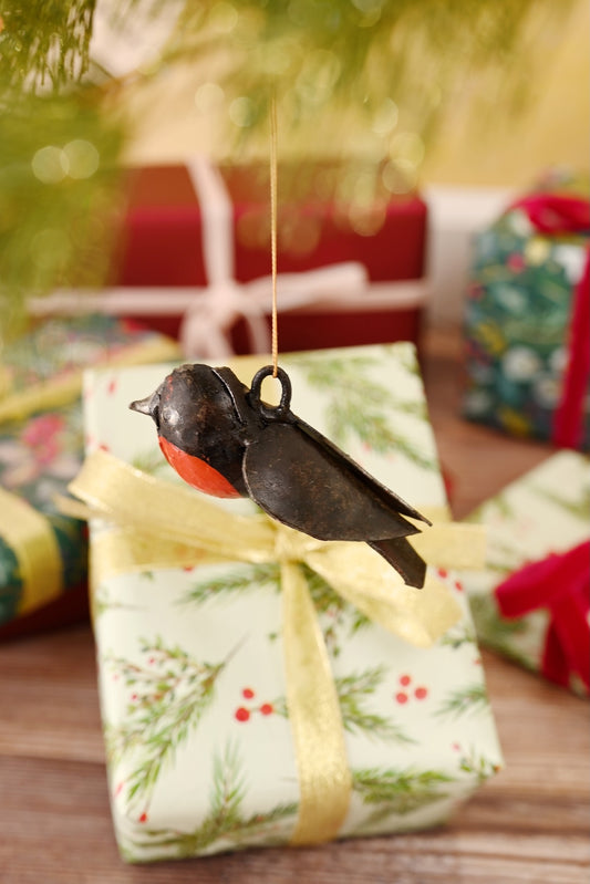Recycled Metal Robin Hanging Sculpture