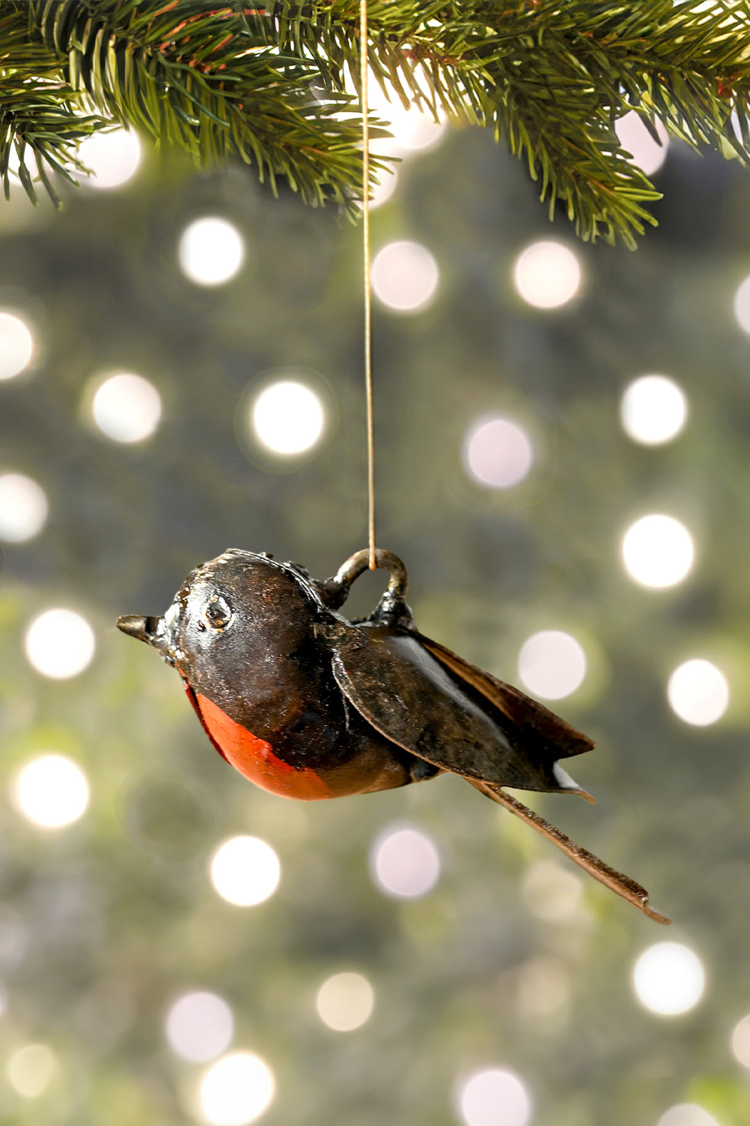 Recycled Metal Robin Hanging Sculpture