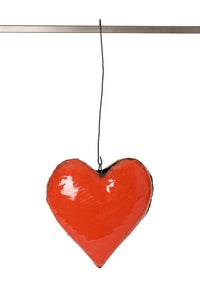 Large Recycled Metal Hanging Heart Sculpture