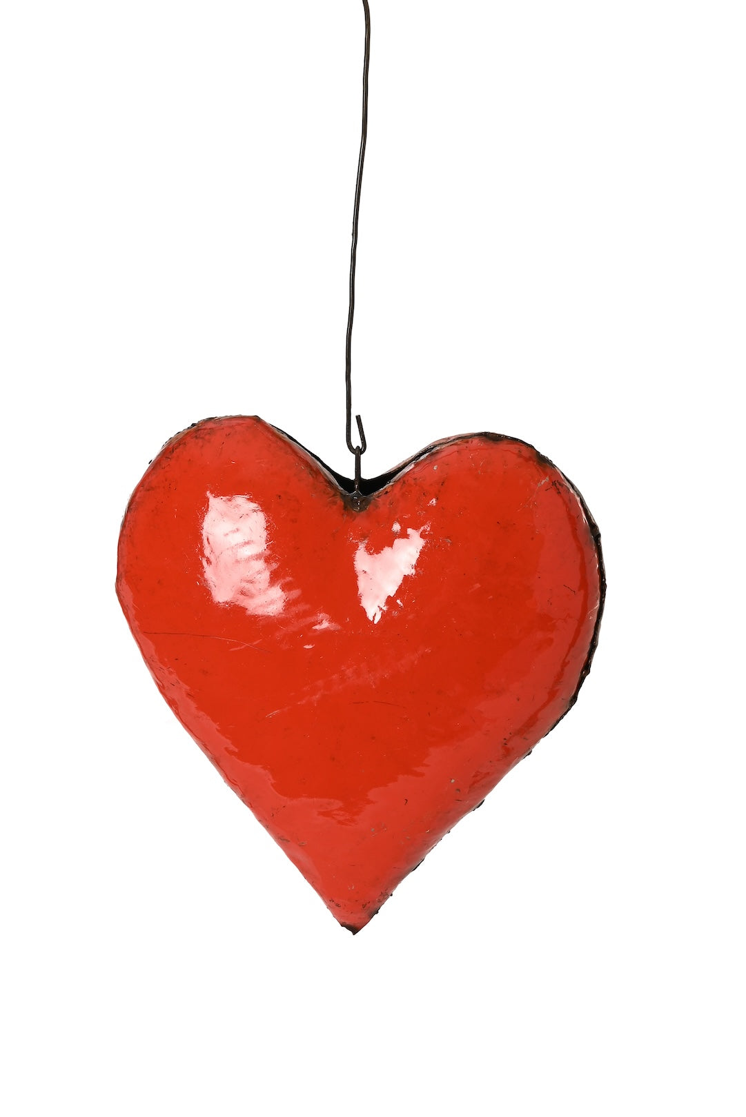 Large Recycled Metal Hanging Heart Sculpture