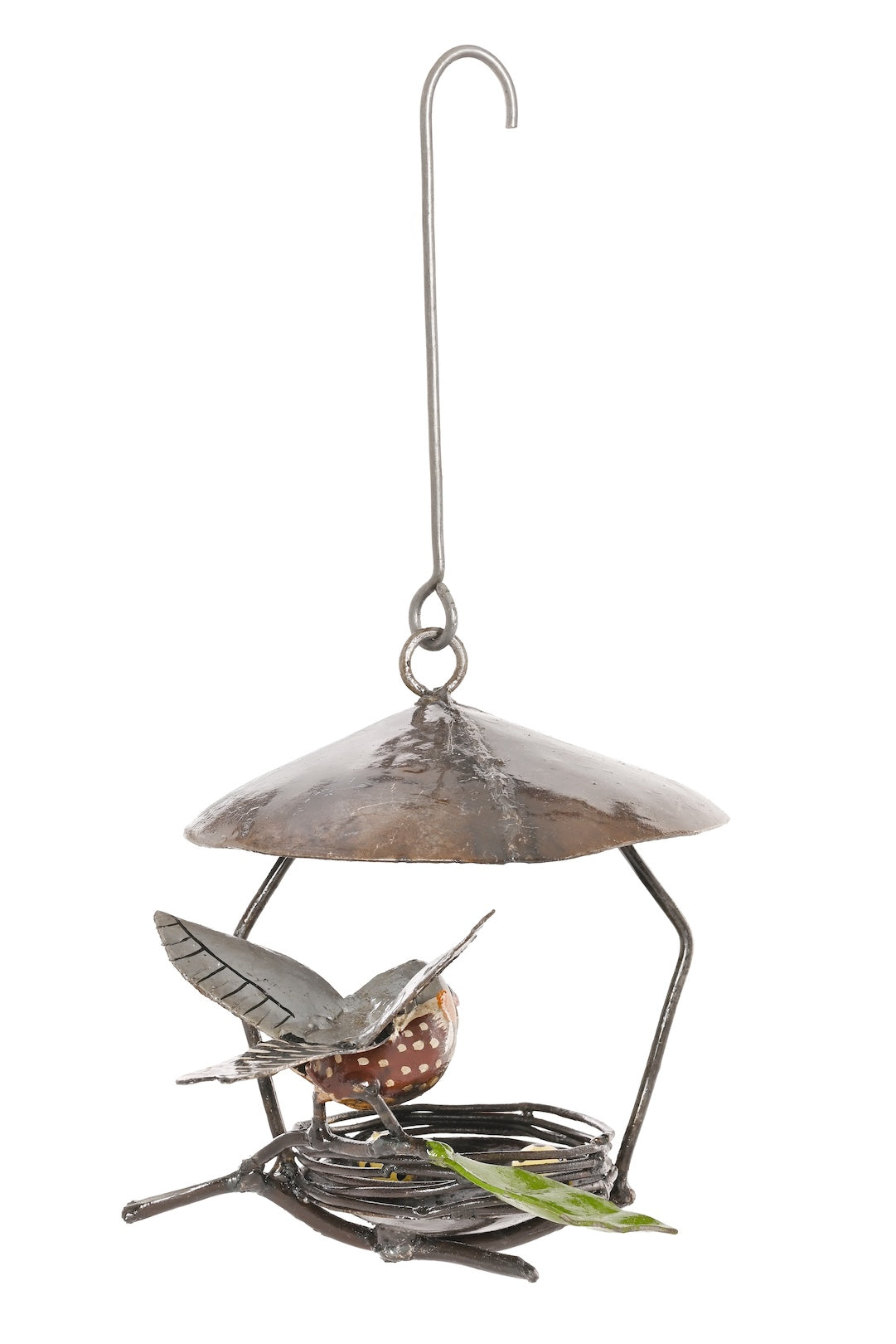 Recycled Metal Hanging Bird Nest Sculpture