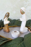 Zimbabwean Serpentine Stone Kneeling Holy Family Nativity Scene