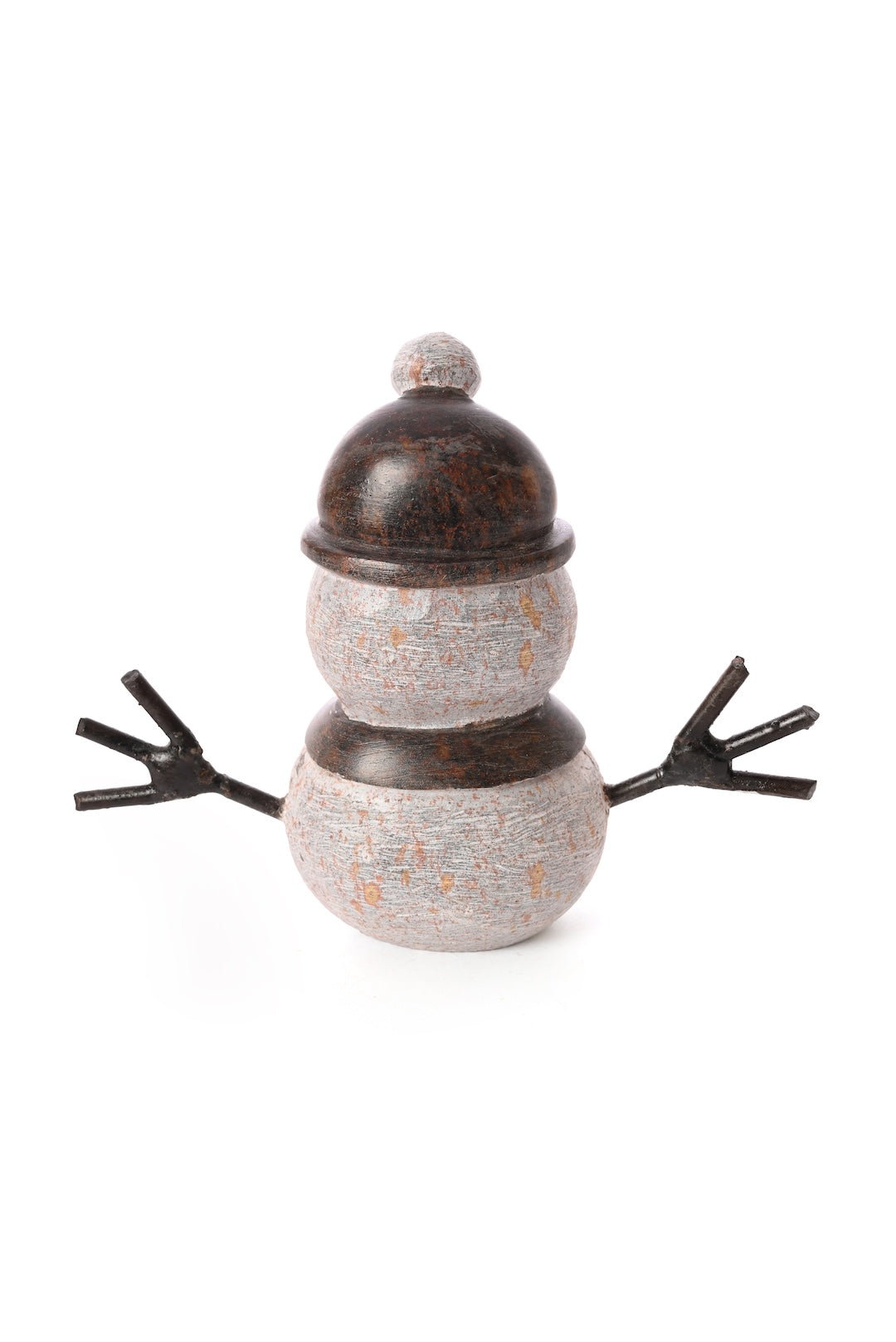 Small Stone and Metal Snowman Sculpture
