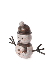 Small Stone and Metal Snowman Sculpture