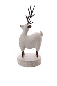 Stone and Metal Reindeer Sculpture
