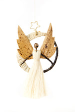 Banana Fiber Moon and Star Angel Ornament