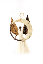 Banana Fiber Moon and Star Angel Ornament