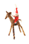 Santa on Giraffe Banana Fiber Ornament