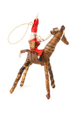 Santa on Giraffe Banana Fiber Ornament