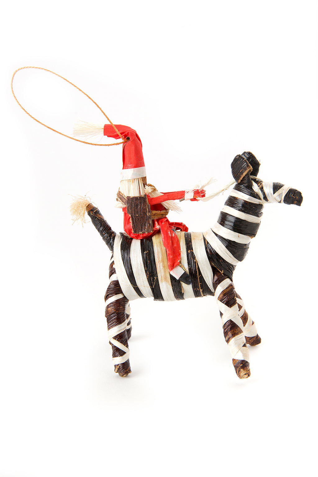 Santa on Zebra Banana Fiber Ornament