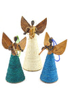 Small Banana Fiber and Sapphire Sisal Angel Ornament