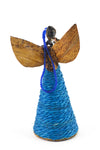Small Banana Fiber and Sapphire Sisal Angel Ornament