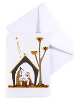 Handmade Banana Fiber Nativity Scene Holiday Note Card