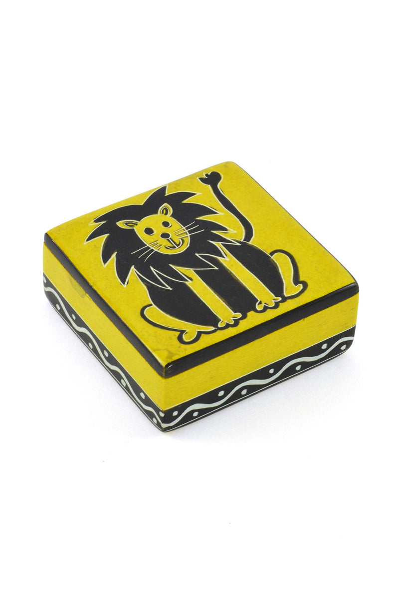 Cheerful Lion Soapstone Box