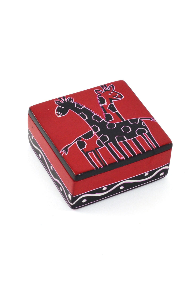 Friendly Giraffes Soapstone Box