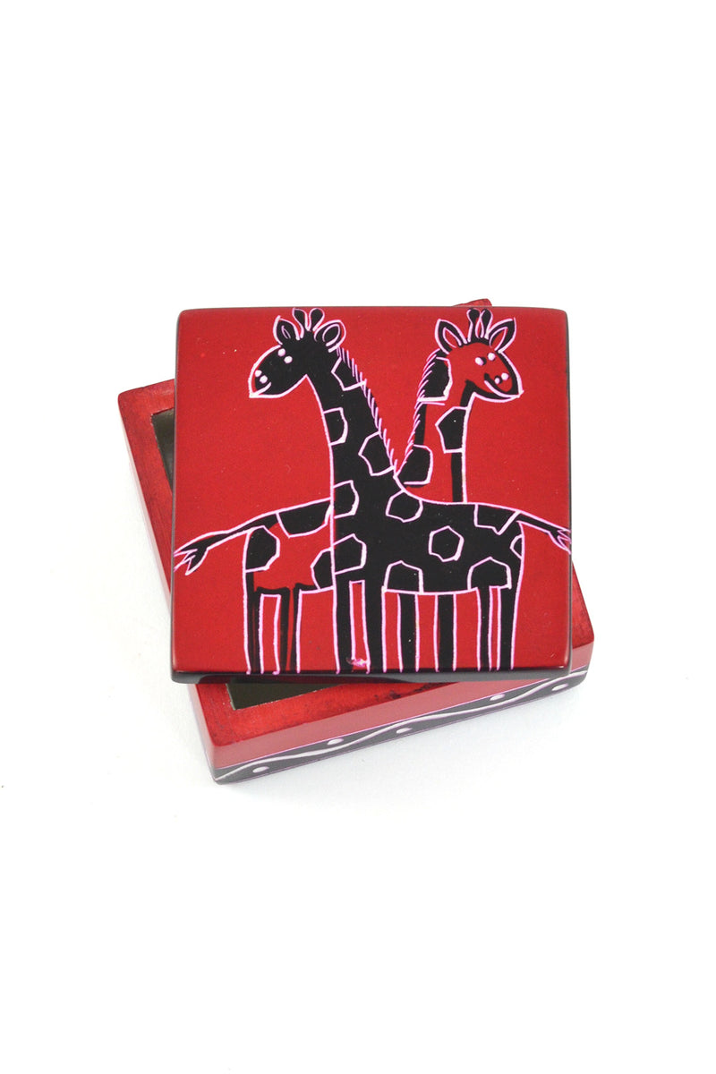 Friendly Giraffes Soapstone Box