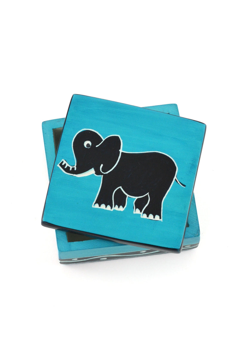Playful Elephant Soapstone Box