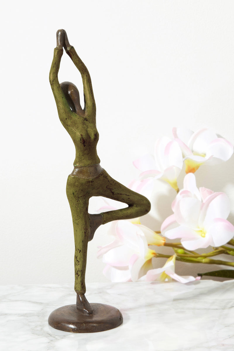 Burkina Bronze Yoga Tree Pose Sculpture