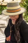 Ghanaian Short Brimmed Straw Hat with Strap