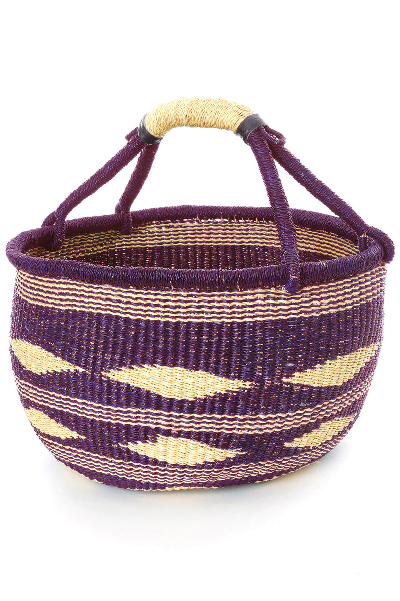 Blue Diamond Handwoven Decorative Bolga Basket