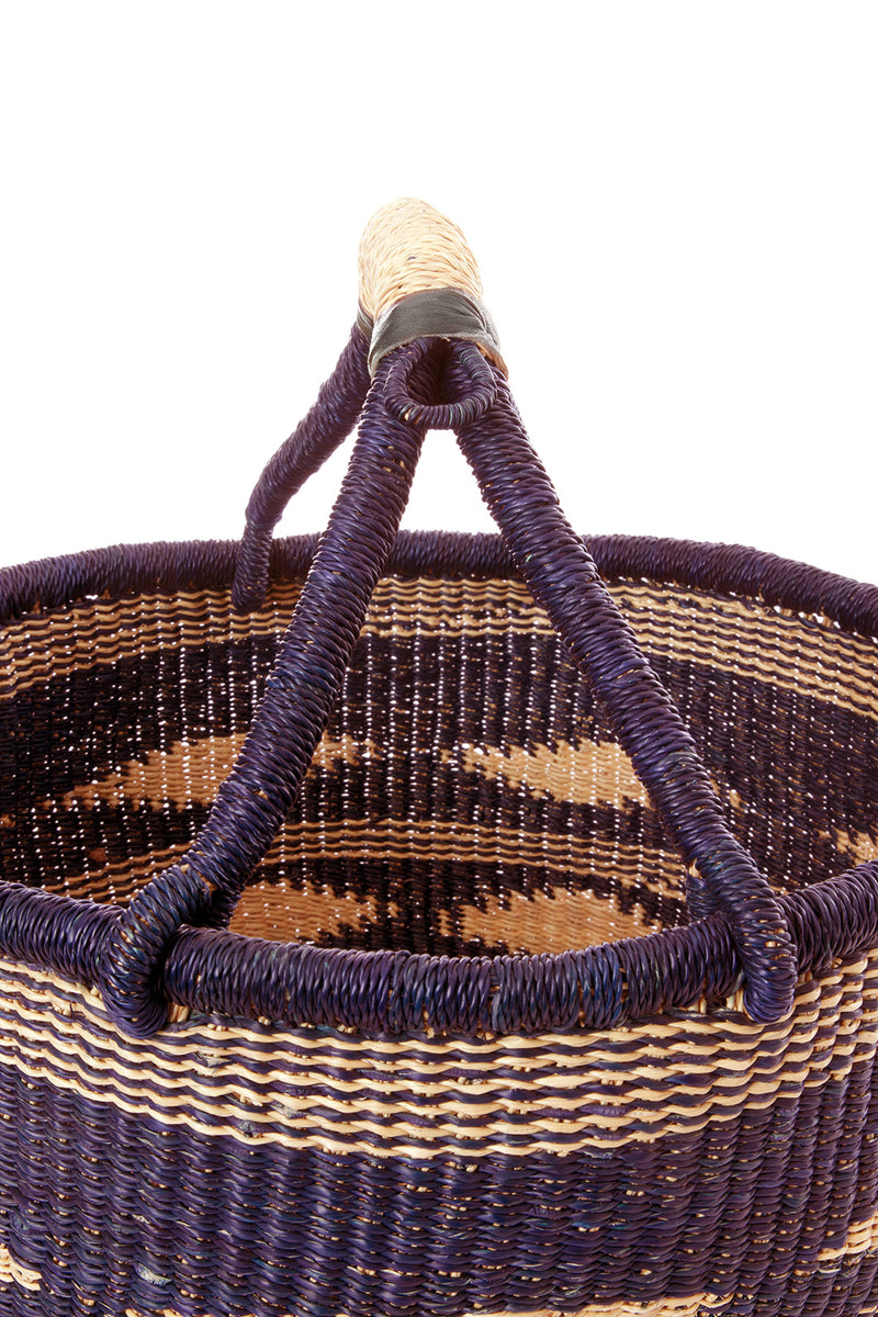 Blue Diamond Handwoven Decorative Bolga Basket