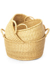 Set of Three Natural Woven Grass Floor Baskets