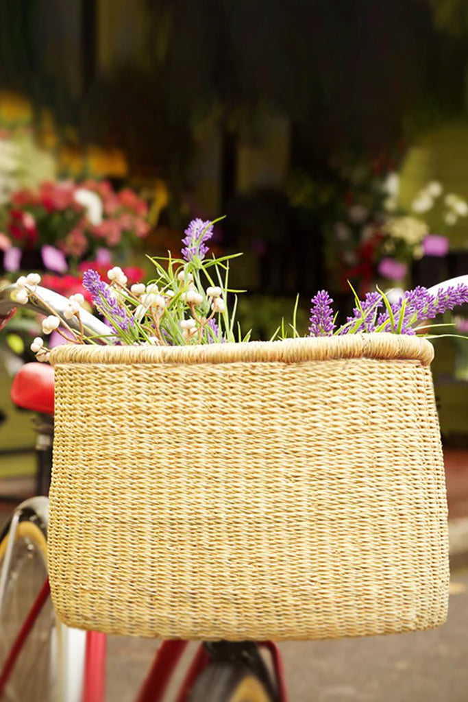 Natural Elephant Grass Bicycle Basket