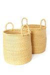 Set of Two All Natural Elephant Grass Baskets