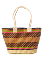 Ghanaian Impeccable Tote in Assorted Colors with Natural Leather Handles