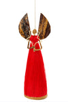 10" Red Sisal Angel Love and Light Holiday Sculpture