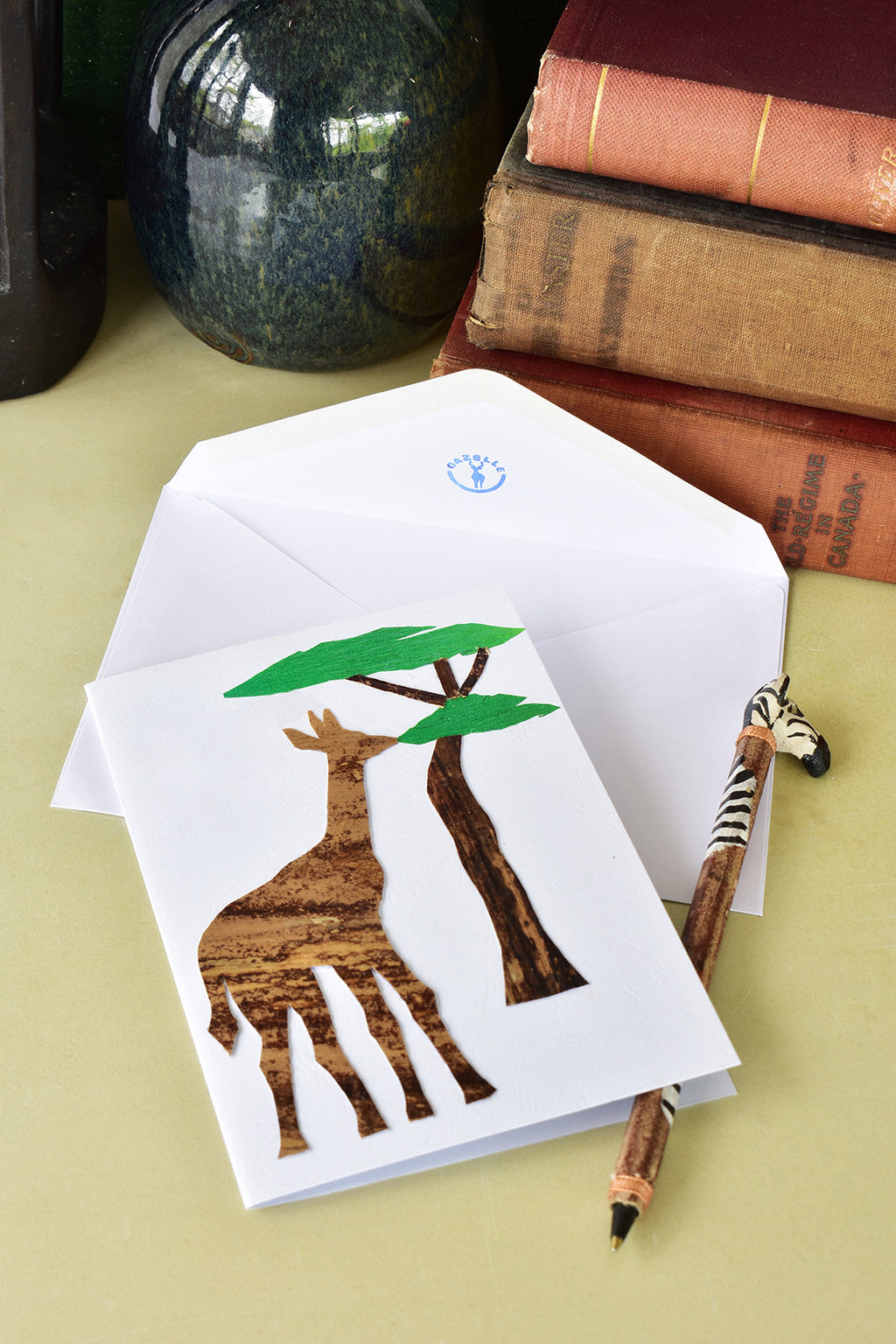 Banana Fiber Foraging Giraffe Note Card