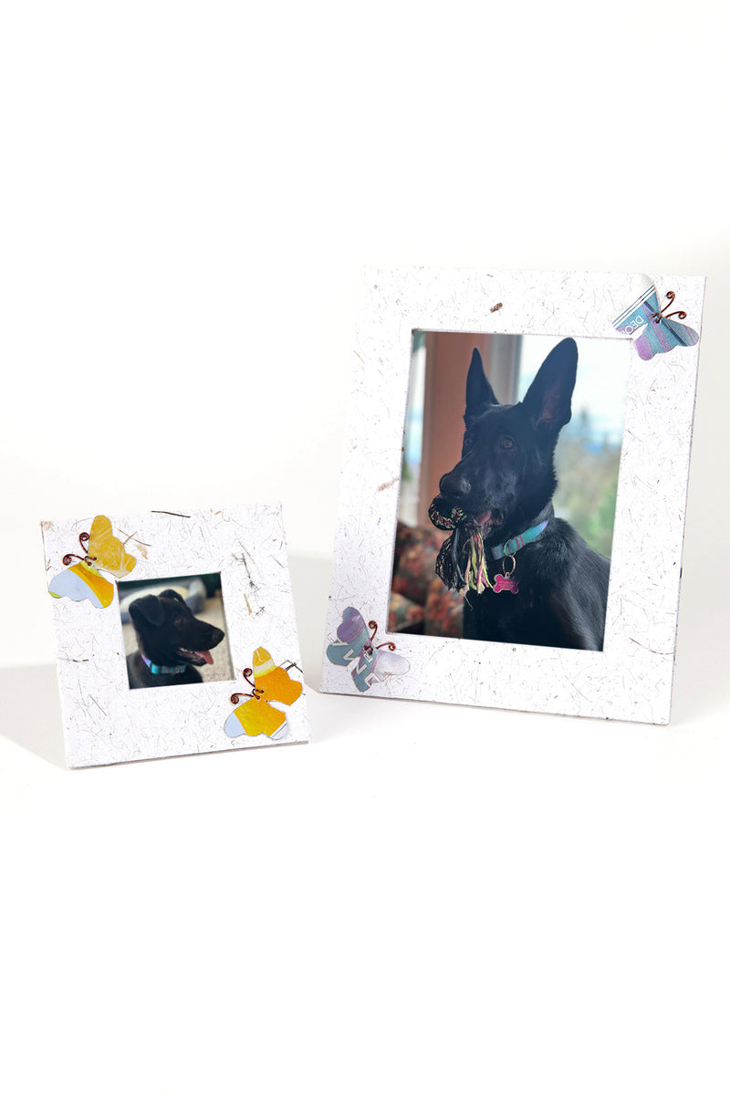 Recycled Paper and Pop Can Butterfly Picture Frame - Two Sizes