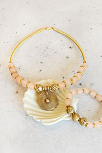 Pink Blush Glass & Brass Necklace