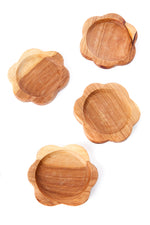 Set of Four Kenyan Wild Olive Wood Flower Coasters