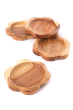 Set of Four Kenyan Wild Olive Wood Flower Coasters