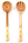 Wild Olive Wood Salad Servers with Batik Bone Handles