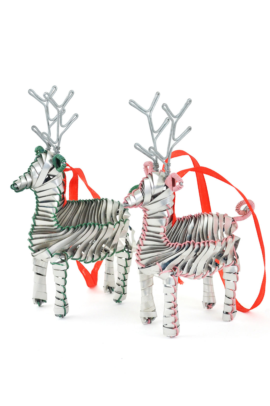 Recycled Aluminum Can & Colorful Wire Reindeer Ornament