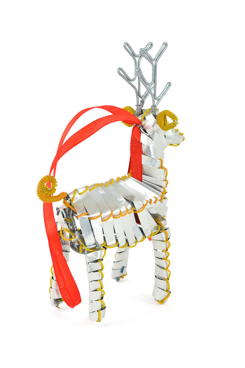 Recycled Aluminum Can & Colorful Wire Reindeer Ornament