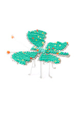 Aqua Beaded Butterfly Sculpture