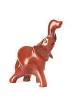 Small Brown Soapstone Trumpeting Elephant