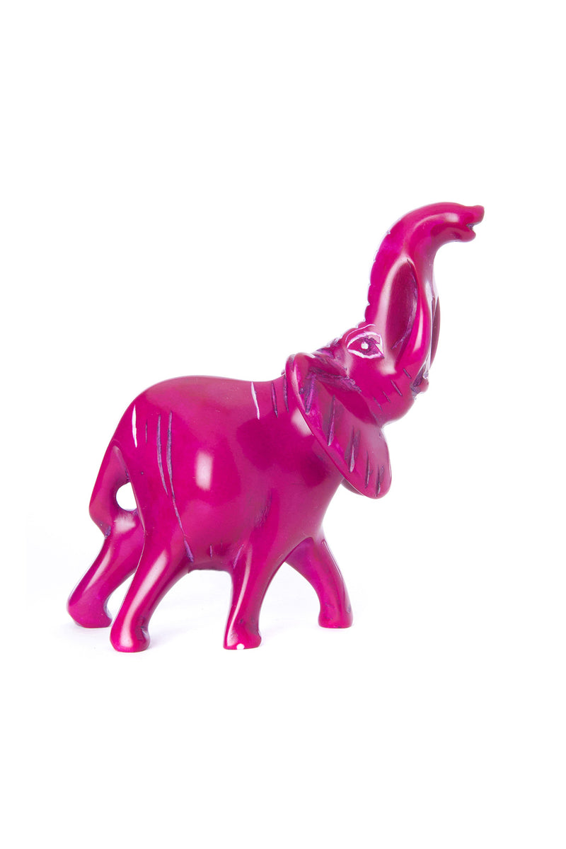 Small Pink Soapstone Trumpeting Elephant