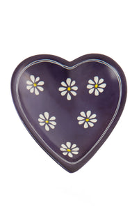 Purple Daisy Print Heart-Shaped Soapstone Dish - Valentine's Day Gifts